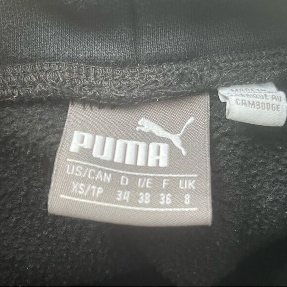 Puma branded sweatshirt drawstring cowl neck with kangaroo pocket black Size XS - Picture 8 of 15